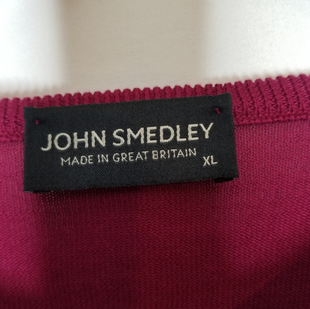 John Smedley Made in Great Britain Burgundy  V- Neck Longsleeves Sweater Sz XL - Picture 6 of 11